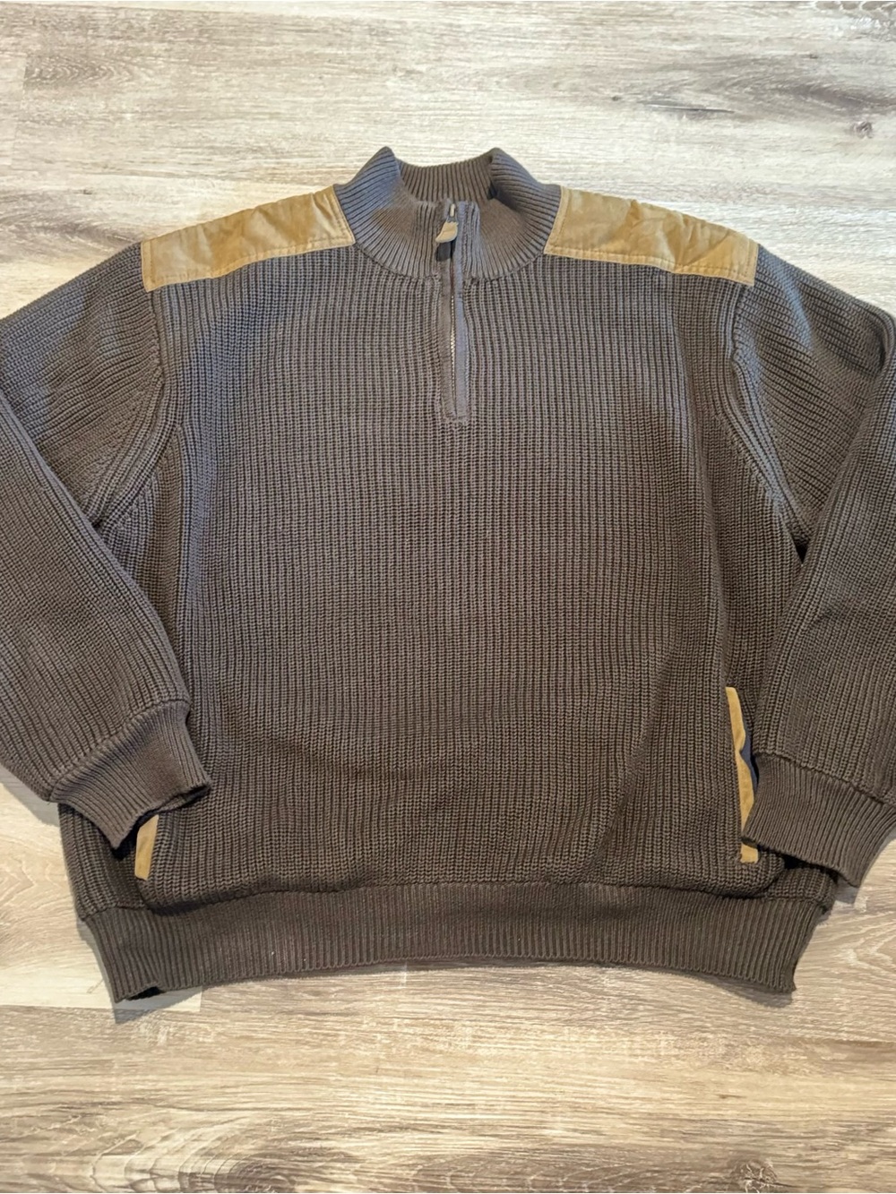 Orvis Full Zip Cotton Hunting Lined Halfzip Sweater Jacket XL Brown